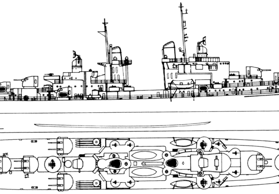 Ship USS CL-55 San Diego [Light Cruiser] - drawings, dimensions, figures